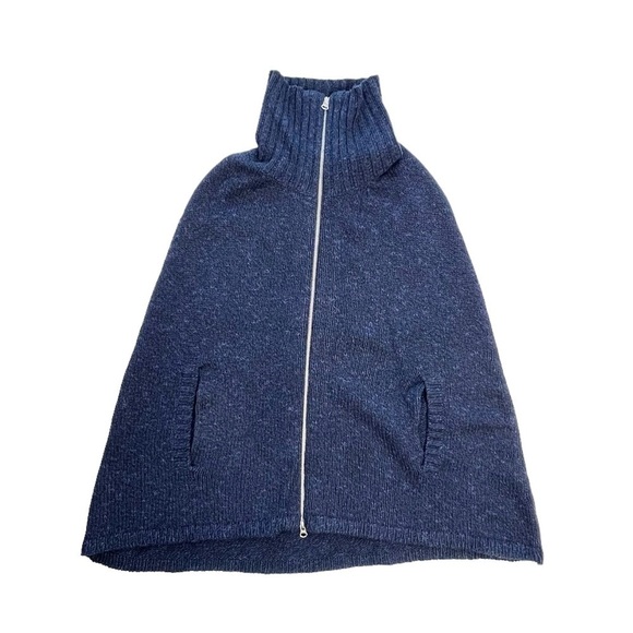 Benson Poncho Sweater Wool Cape Navy Blue Knit Size Small Turtleneck New NWT - Picture 11 of 11